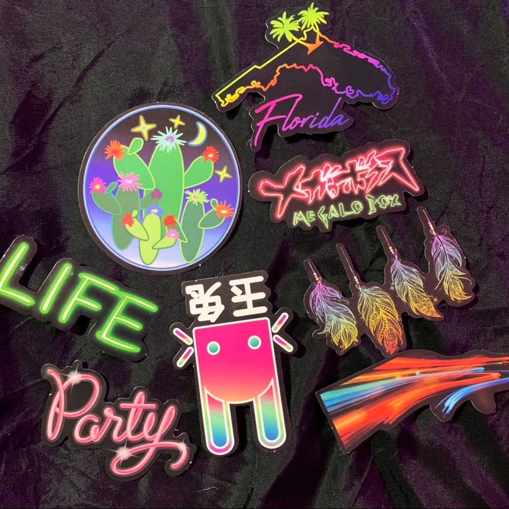 EIGHT NEON LIGHTS DECAL STICKERS